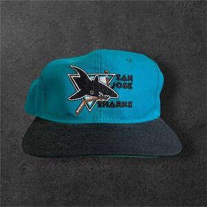 San Jose Sharks The Cap Co Snapback Teal Black Blue Hockey NHL Adjustable 90s